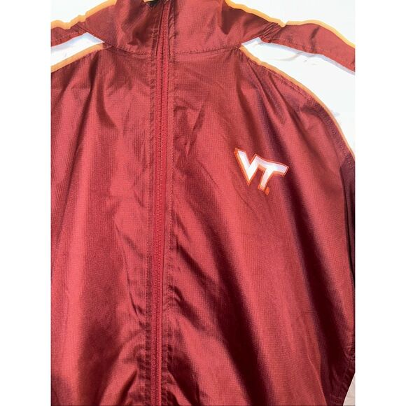Virginia Tech Windbreaker Running Track Jacket Genuine Stuff Size XL Hidden Hood - Picture 2 of 6